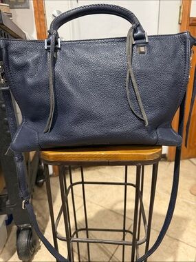 Rebecca Minkoff Navy Pebbled Leather Satchel with Top Handle